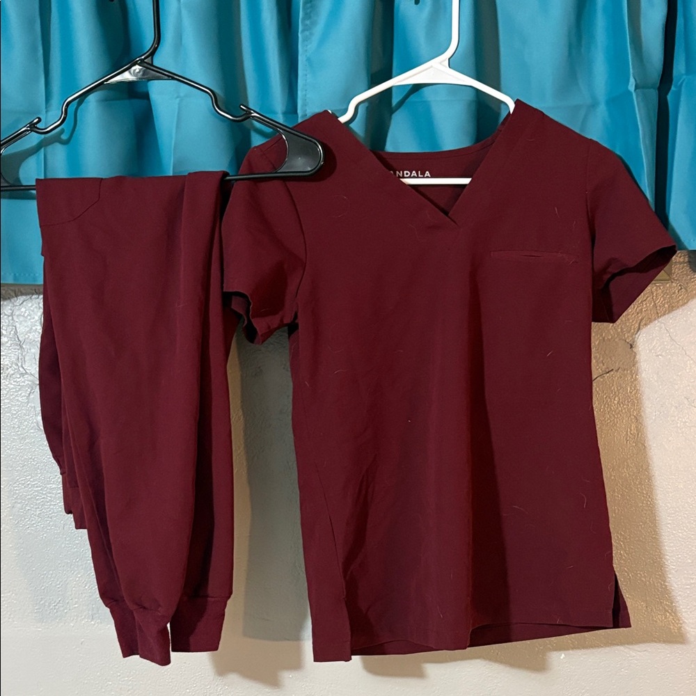 Mandala Women's Burgundy Scrub Set